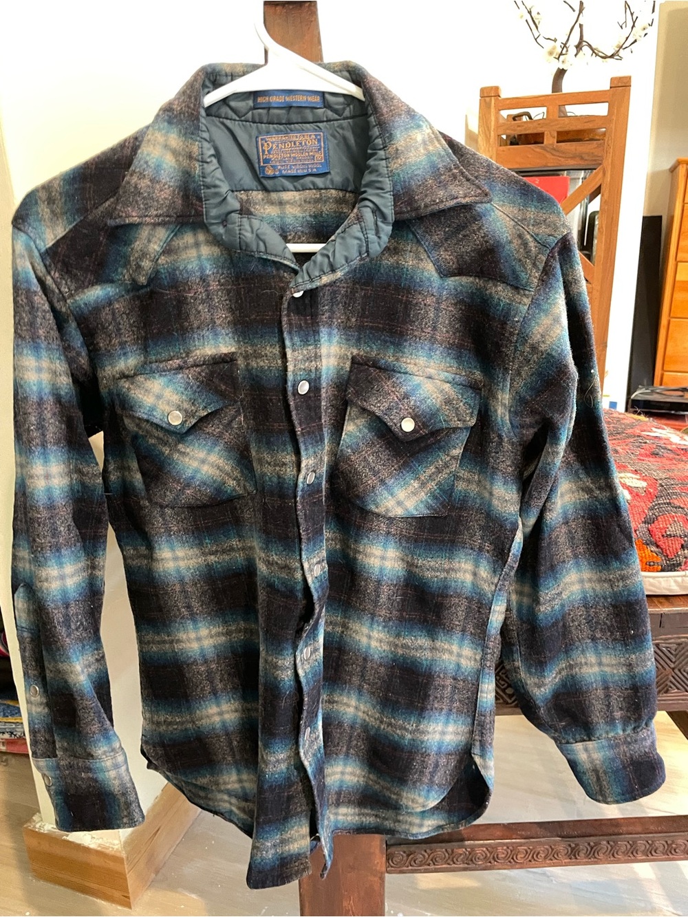 Pendleton Blue & Teal Wool Plaid Jacket